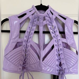 Dolls Kill Club Exx Rude Awakening Harness Top - purple - NWT